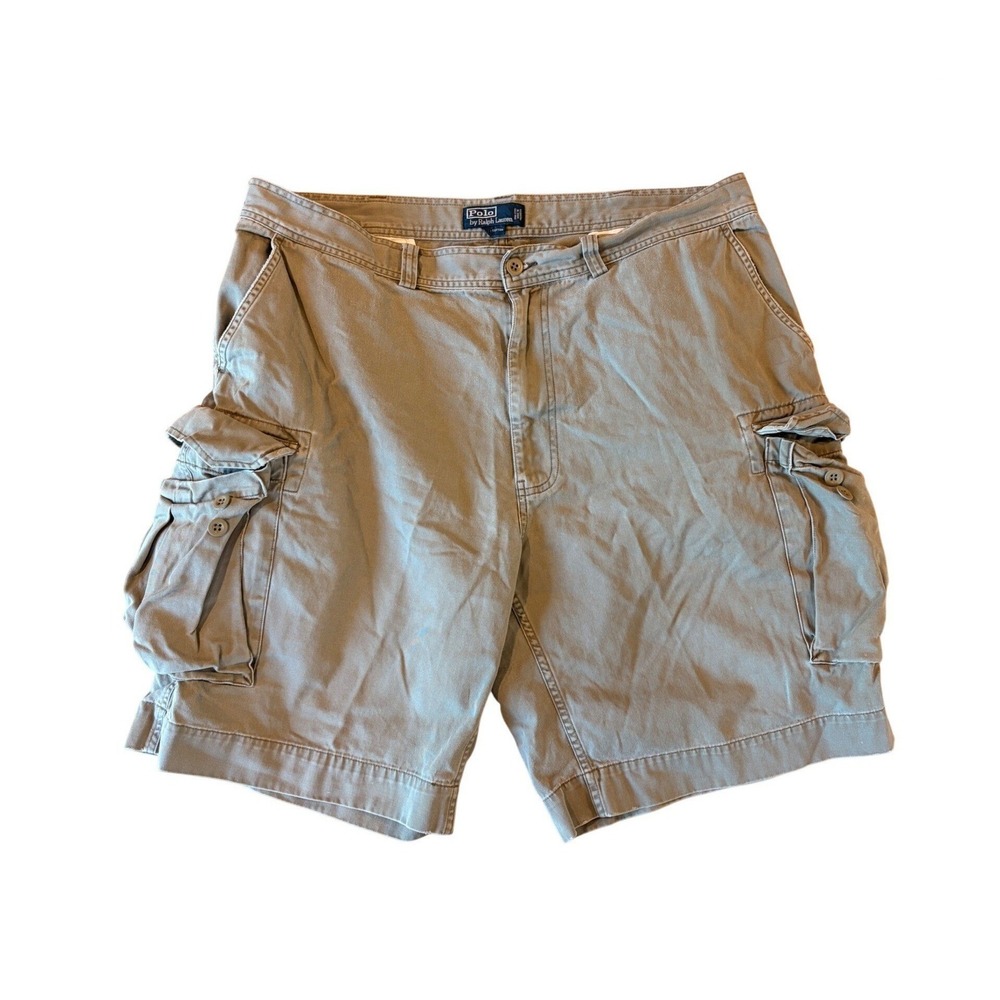 Polo‎ Ralph Lauren Mens Y2K Distressed Cargo Shorts 40 Gray Skater Grunge Thick